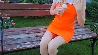 Public Park Bench Encounter With A Sexy Girl Using A Vibrator