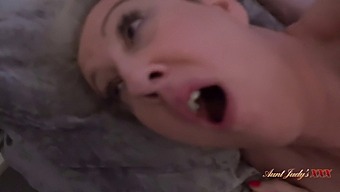 Blonde British Milf Maggie Moon Gets Caught By Her Stepson While Masturbating