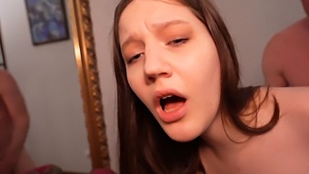 Horny Stepdad'S Rough Sex With Brunette Stepdaughter'S Holes