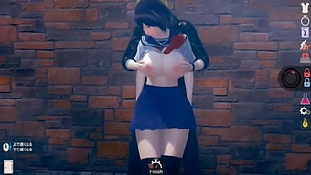 Realistic 3d Animation Of A Seductive Ai Woman With Big Boobs And Black Hair
