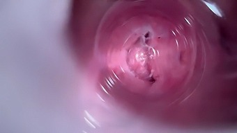 Close-Up View Of A Tight Teen'S Wet And Creamy Pleasure