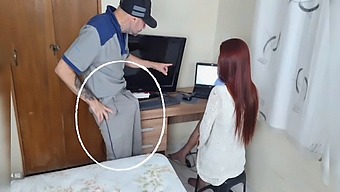 Housewife'S Computer Needs Repair, Leading To Steamy Encounter With Technician