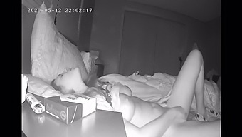 A Reserved Woman Pleasures Herself In Secret Before Sleep, Caught On A Hidden Camera